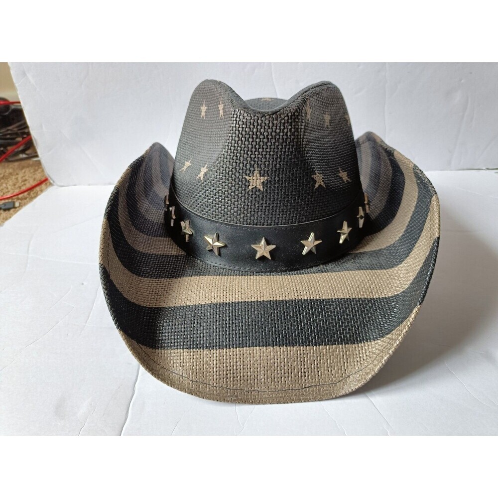 Milani Cowboy Hat Men's Tea Stained Western American Flag Shape-It Brim Rodeo